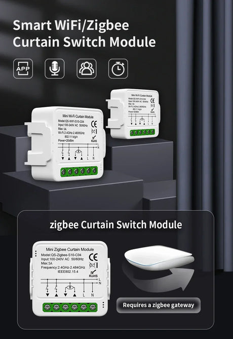 Smart curtain switch modules.