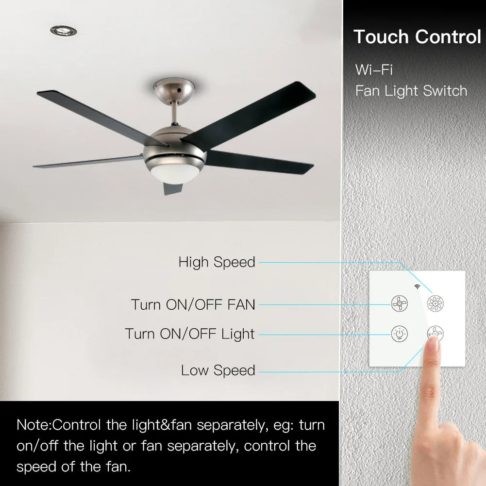 Smart ceiling fan and light switch.
