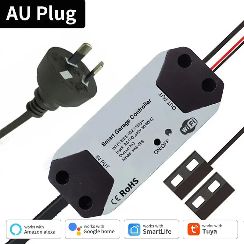 Smart garage controller with AU plug.