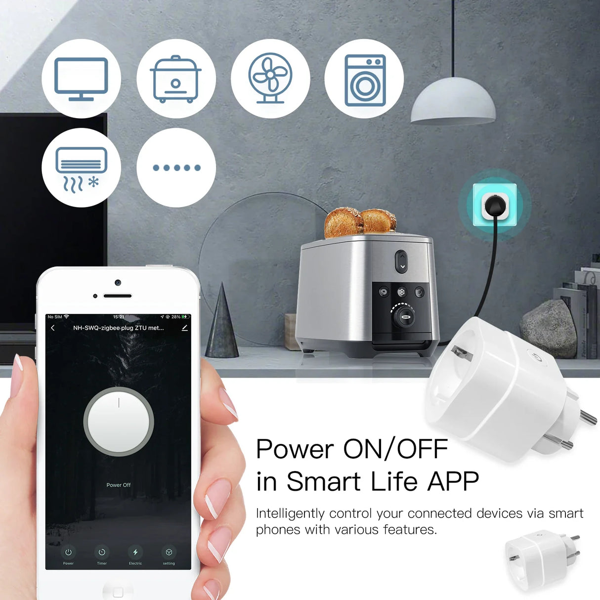 Smart home automation plug.