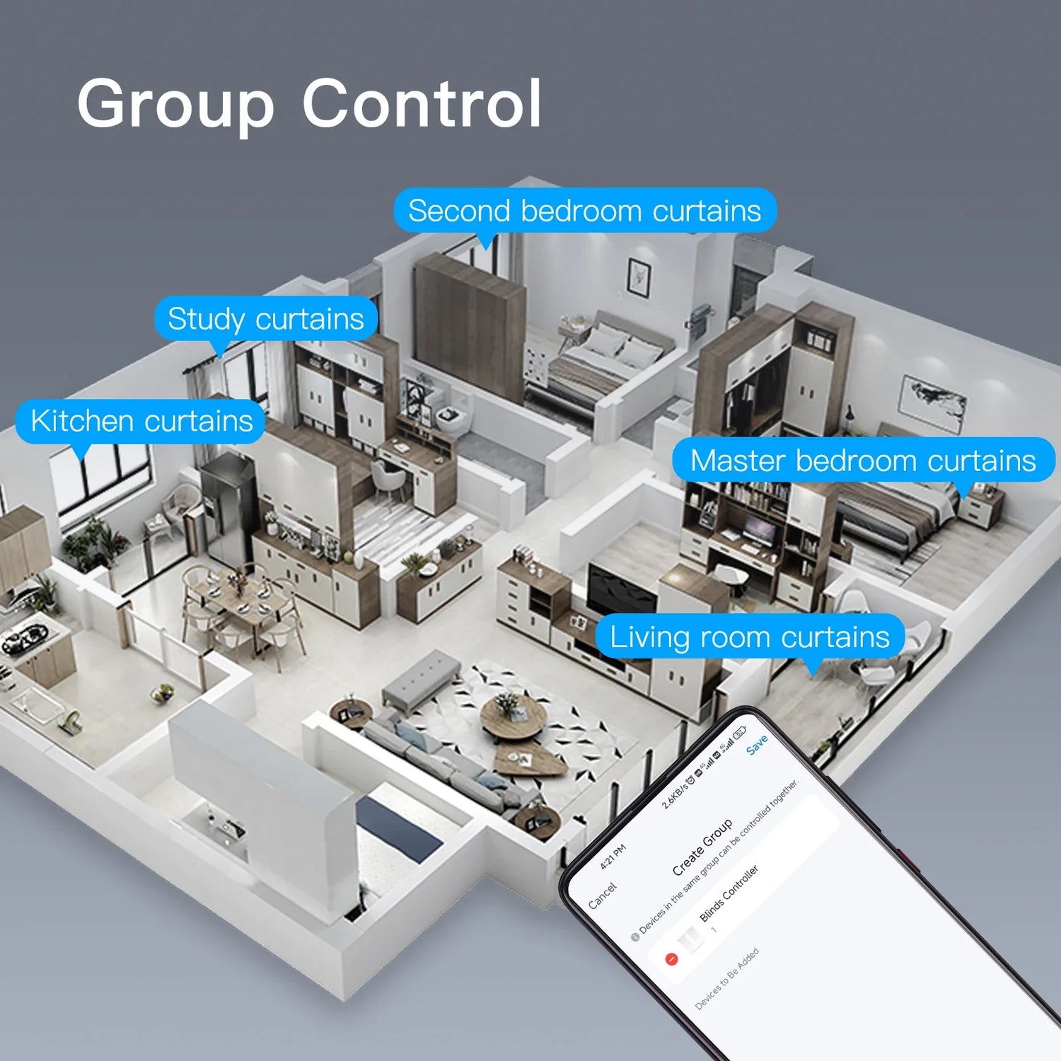 Smart home curtain control system.