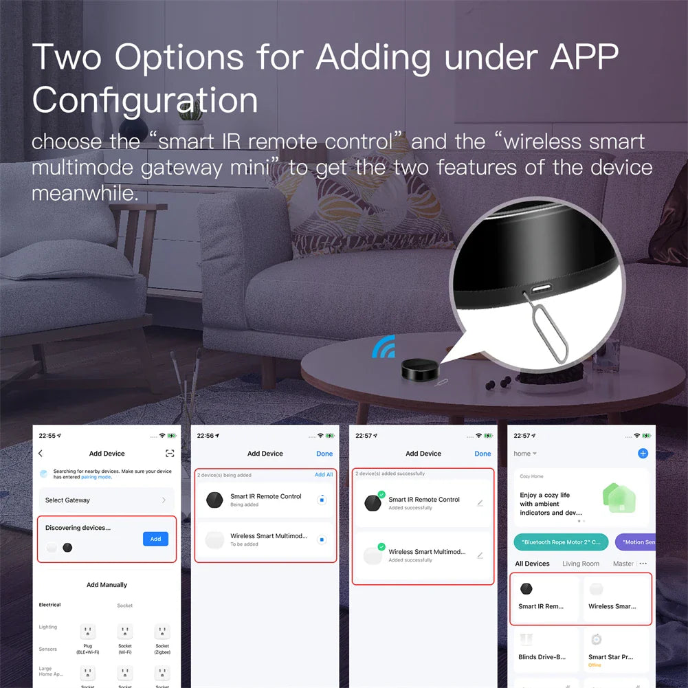 Smart home device setup instructions.