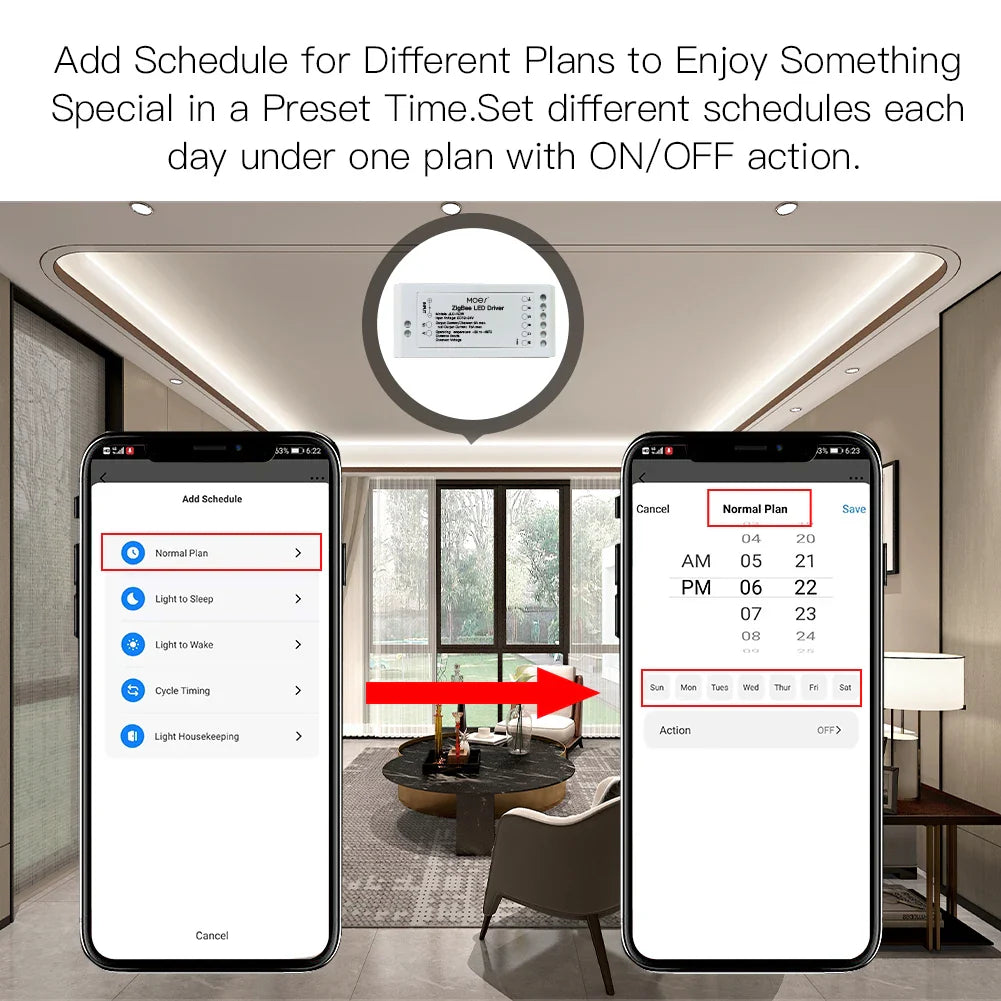 Smart home scheduling interface.