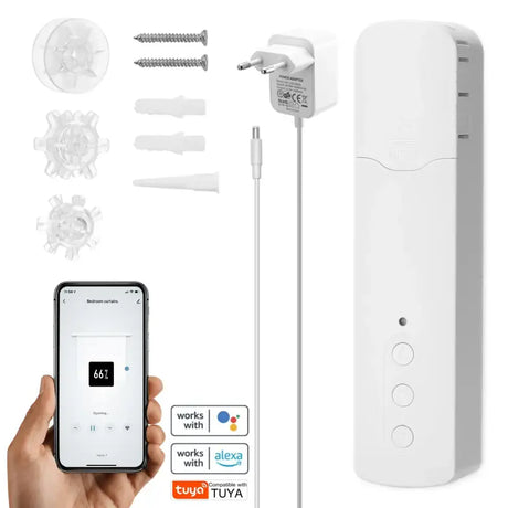 the smart home security system with a hand holding a phone