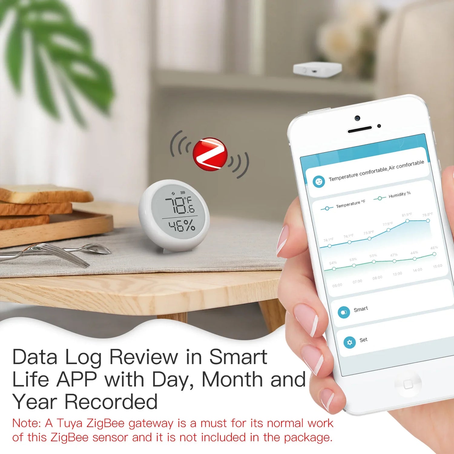 Smart home temperature and humidity sensor.