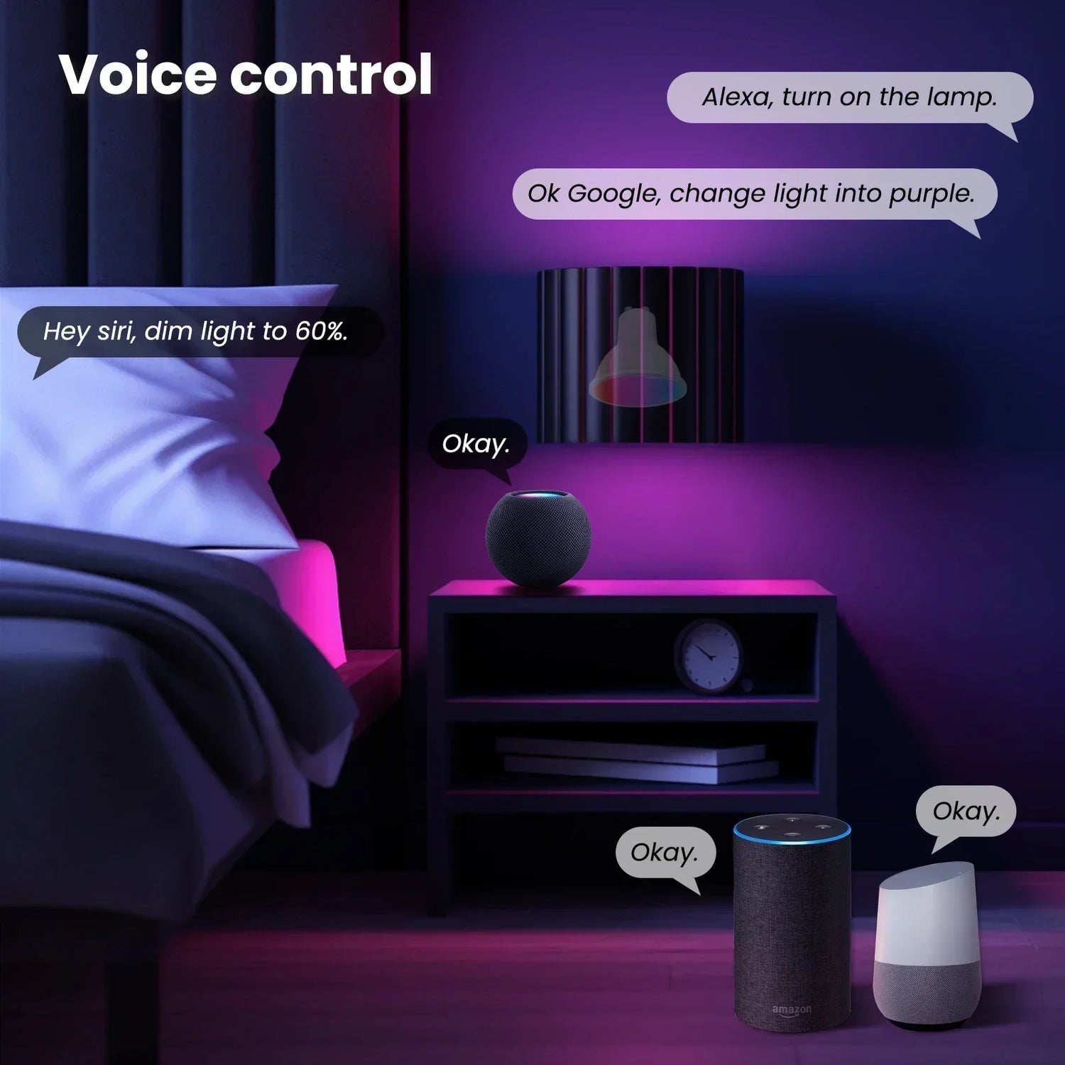 Smart home voice control setup.