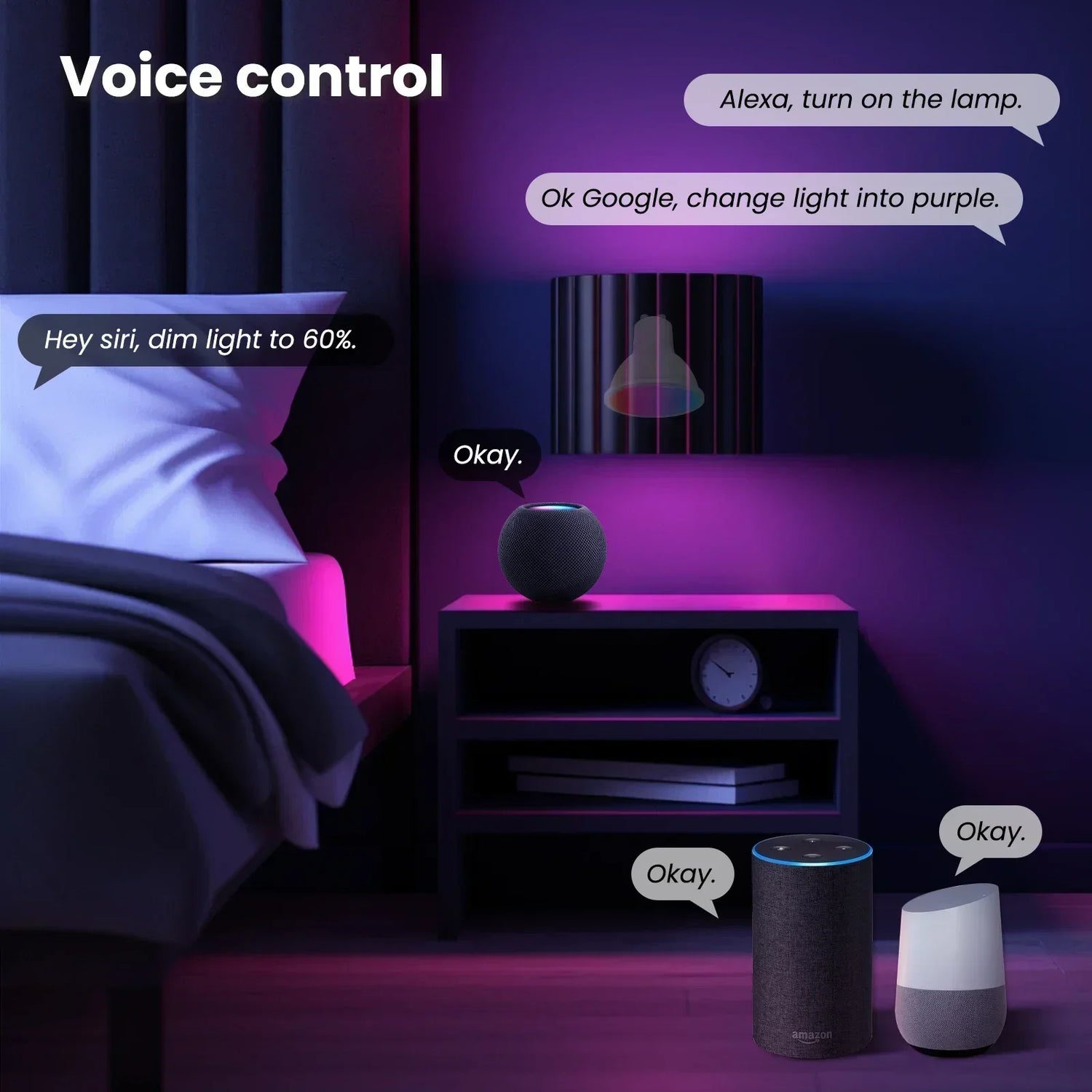 Smart home voice control setup.