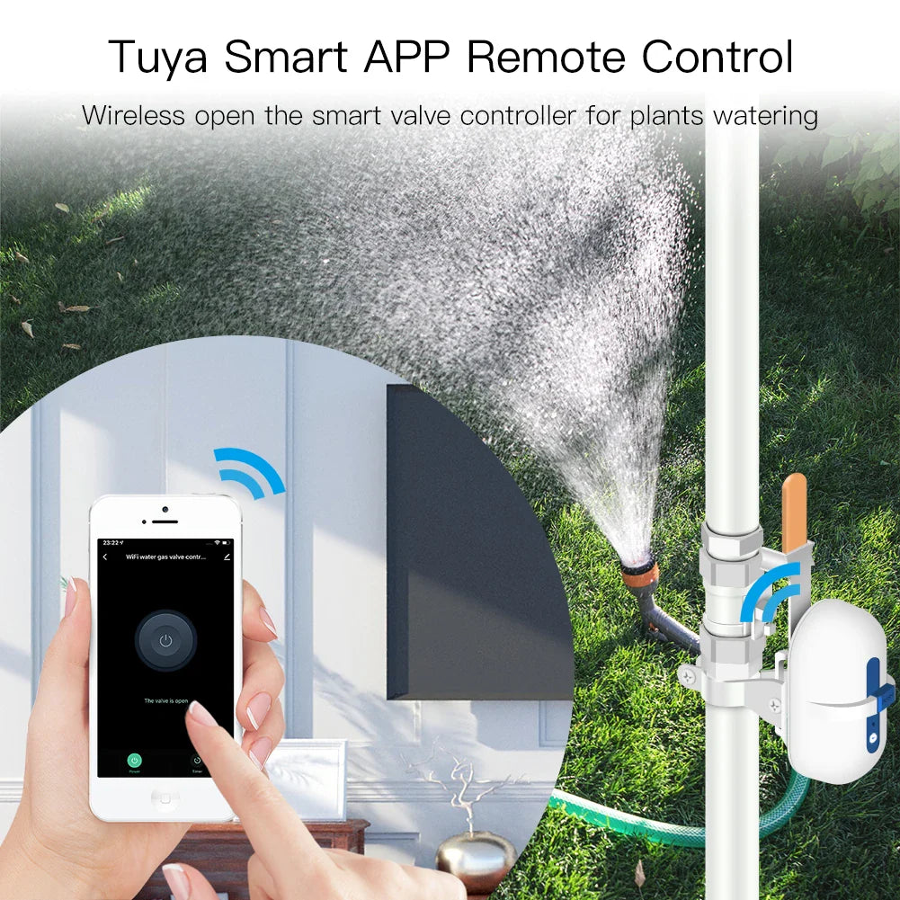 Smart irrigation system controlled by smartphone.