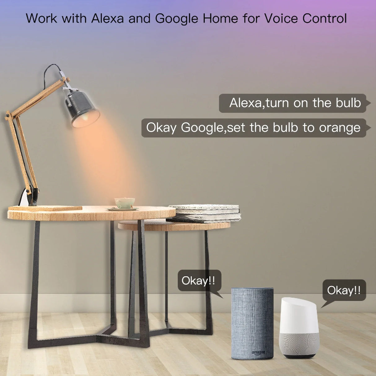 Smart lamp with voice control.