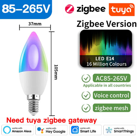 Smart LED light bulb with Zigbee compatibility.
