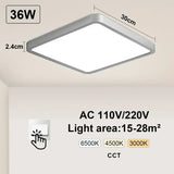 a square led panel ceiling light with a white finish