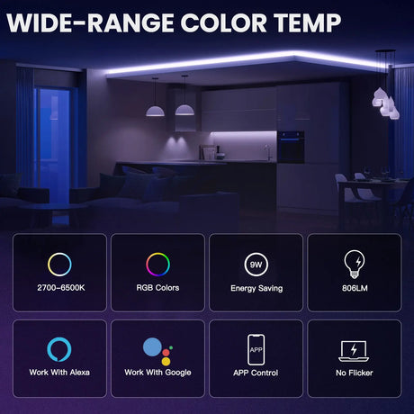 Smart LED strip lighting features.