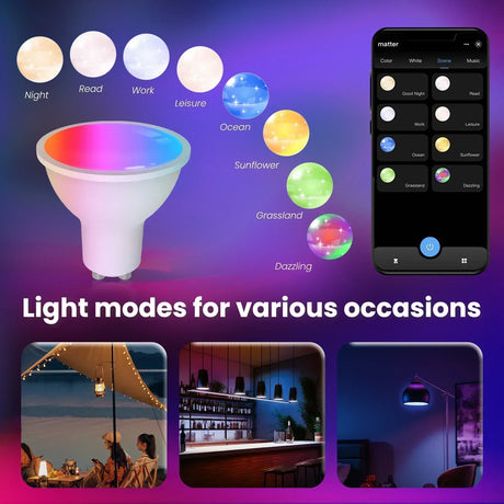 Smart light bulb with color options.