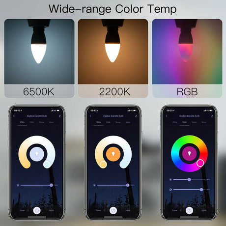 Smart light bulb color temperature options.