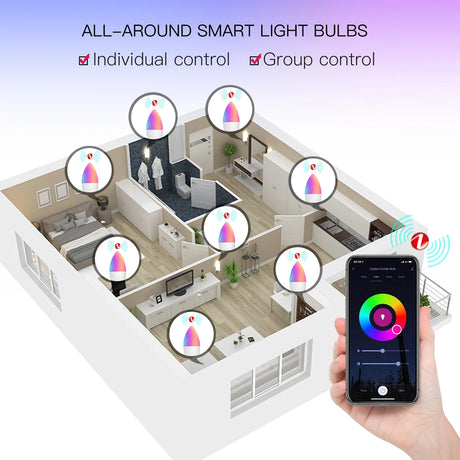Smart light bulb control via smartphone.