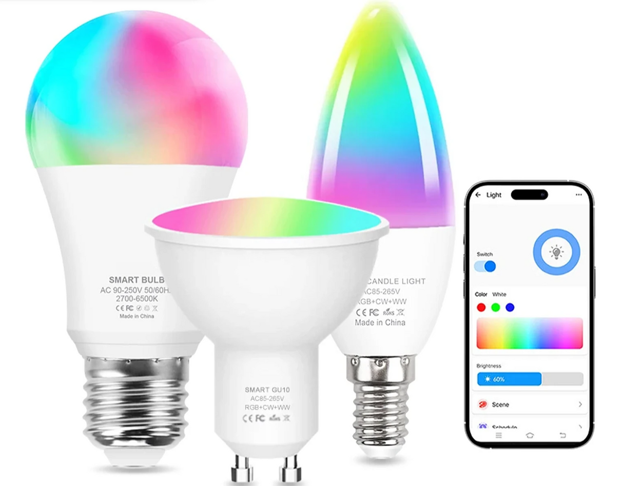 Smart color-changing light bulbs and smartphone app.