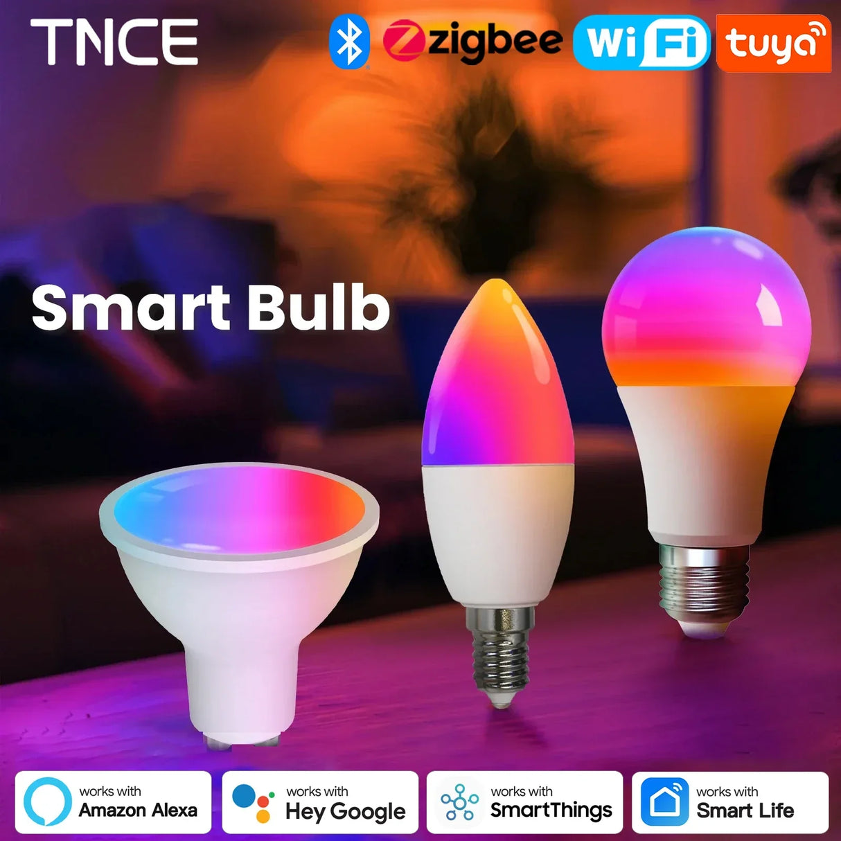 Smart color-changing light bulbs.