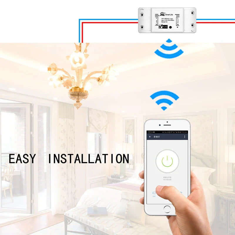 Smart light switch controlled by smartphone.