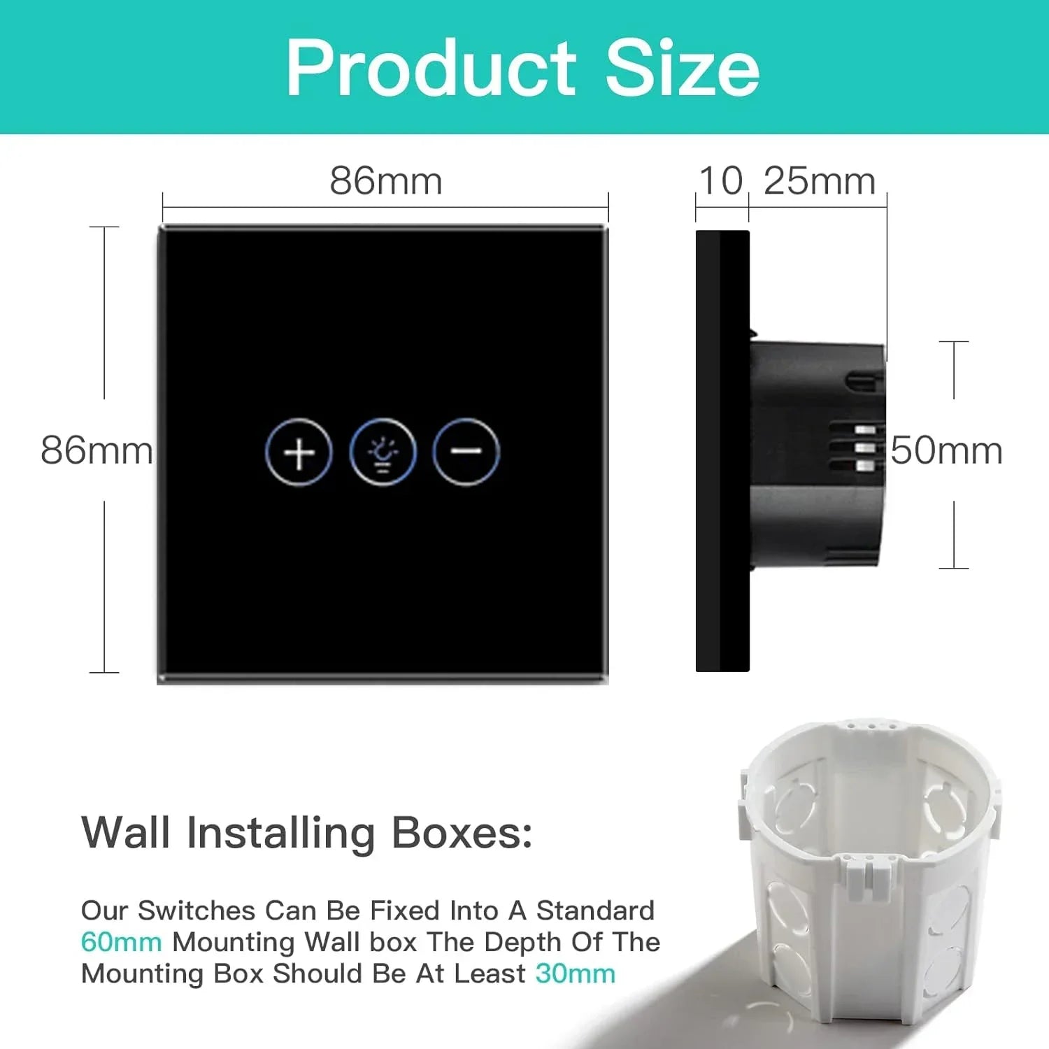 Smart light switch dimensions.