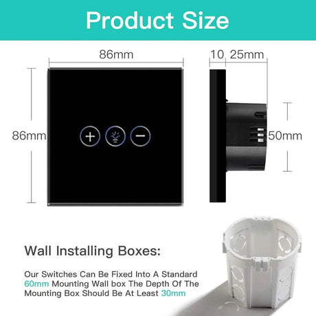 Smart light switch dimensions.