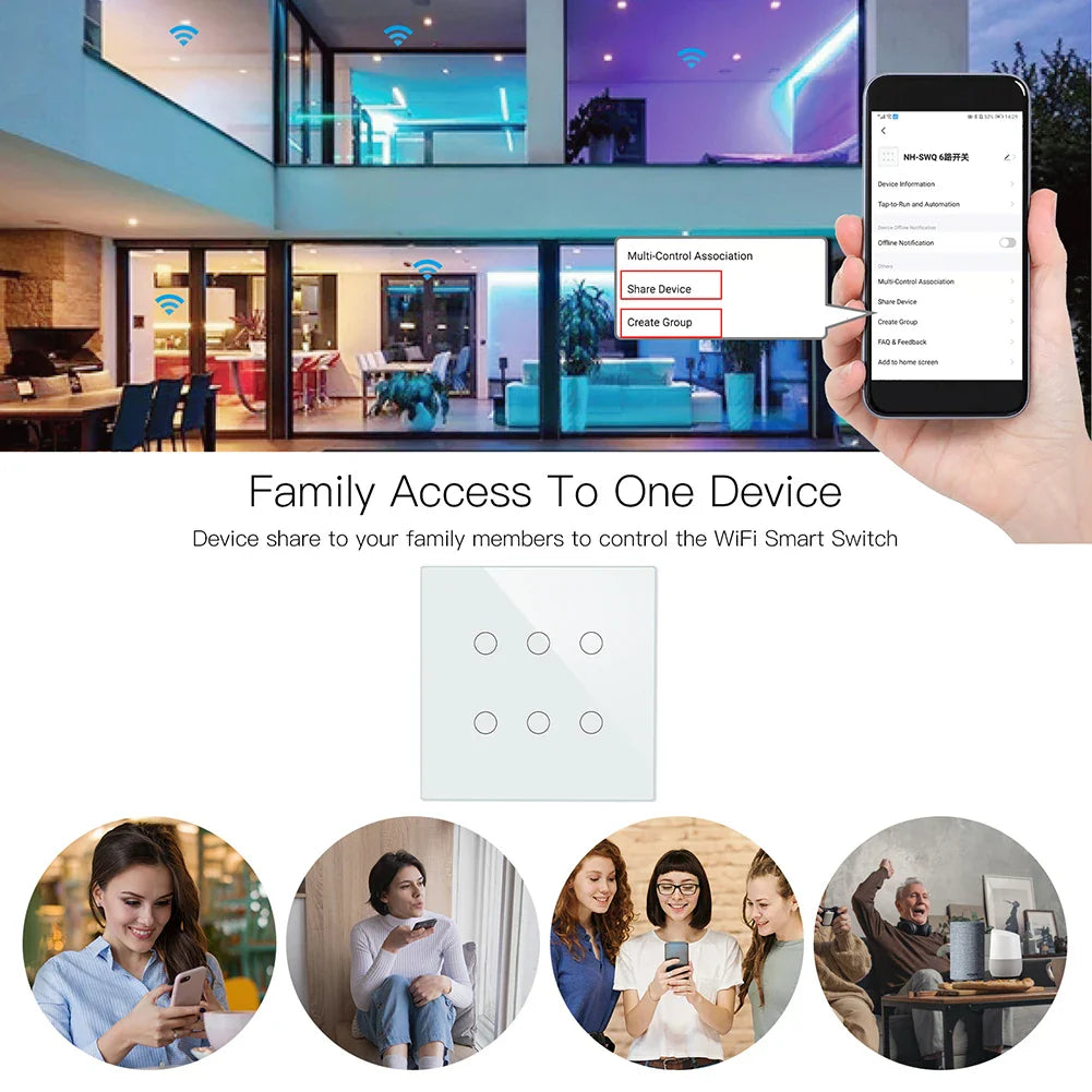 Smart light switch with family access.