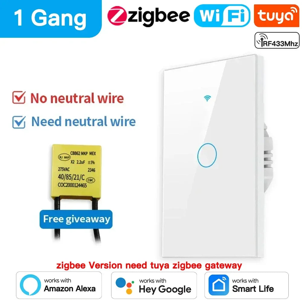 Smart light switch with neutral wire requirement.
