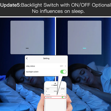 Smart light switch with optional backlight.