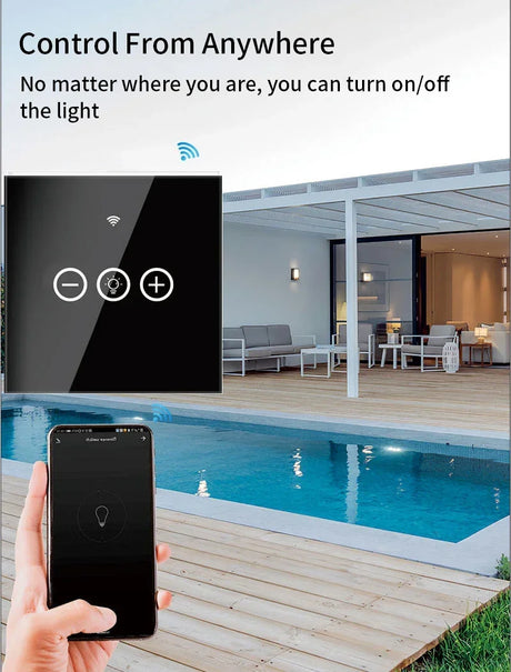 Smart light switch and smartphone.