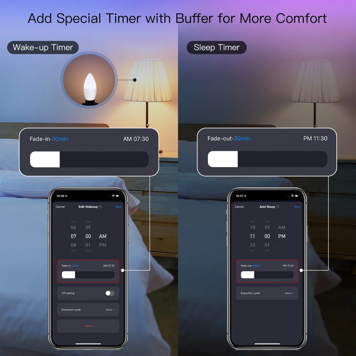 Smart light timer app interface.