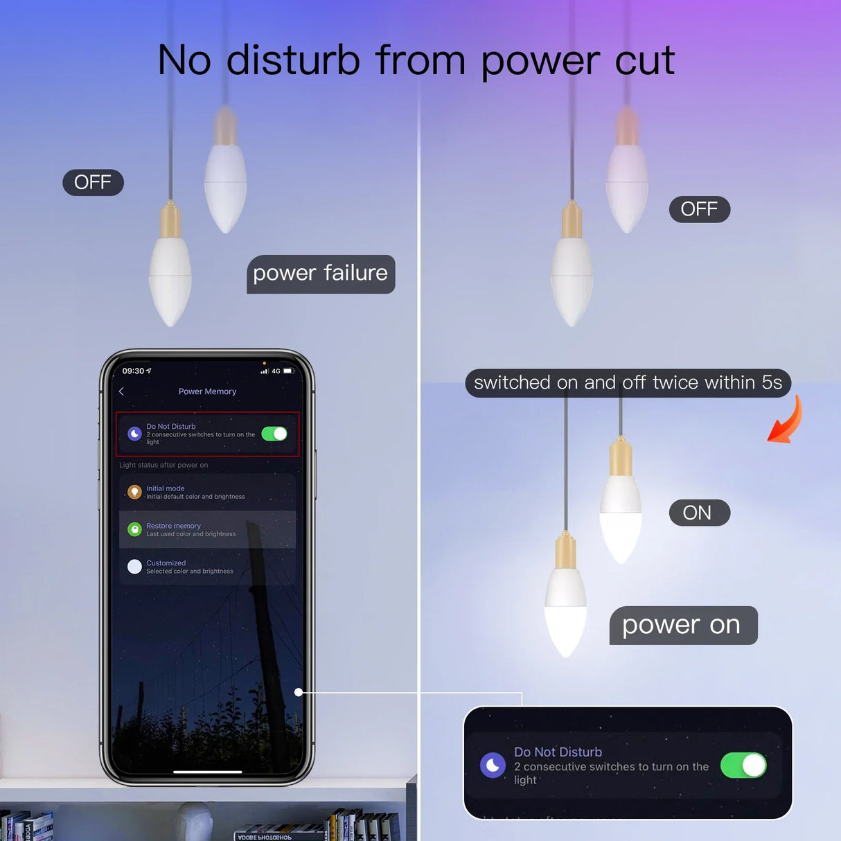 Smart lightbulb features.