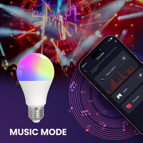 Color-changing smart lightbulb with phone app.
