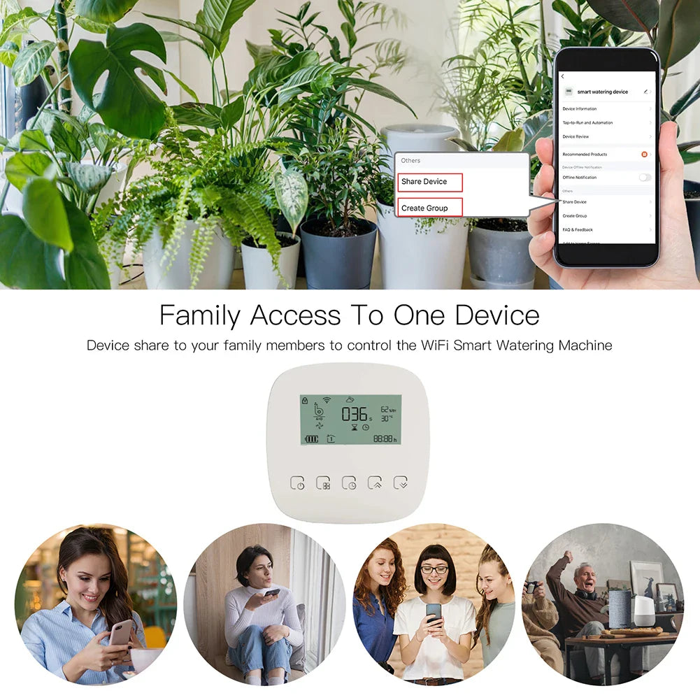 Smart watering machine with family access.
