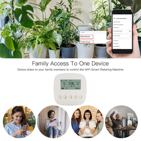 Smart watering machine with family access.