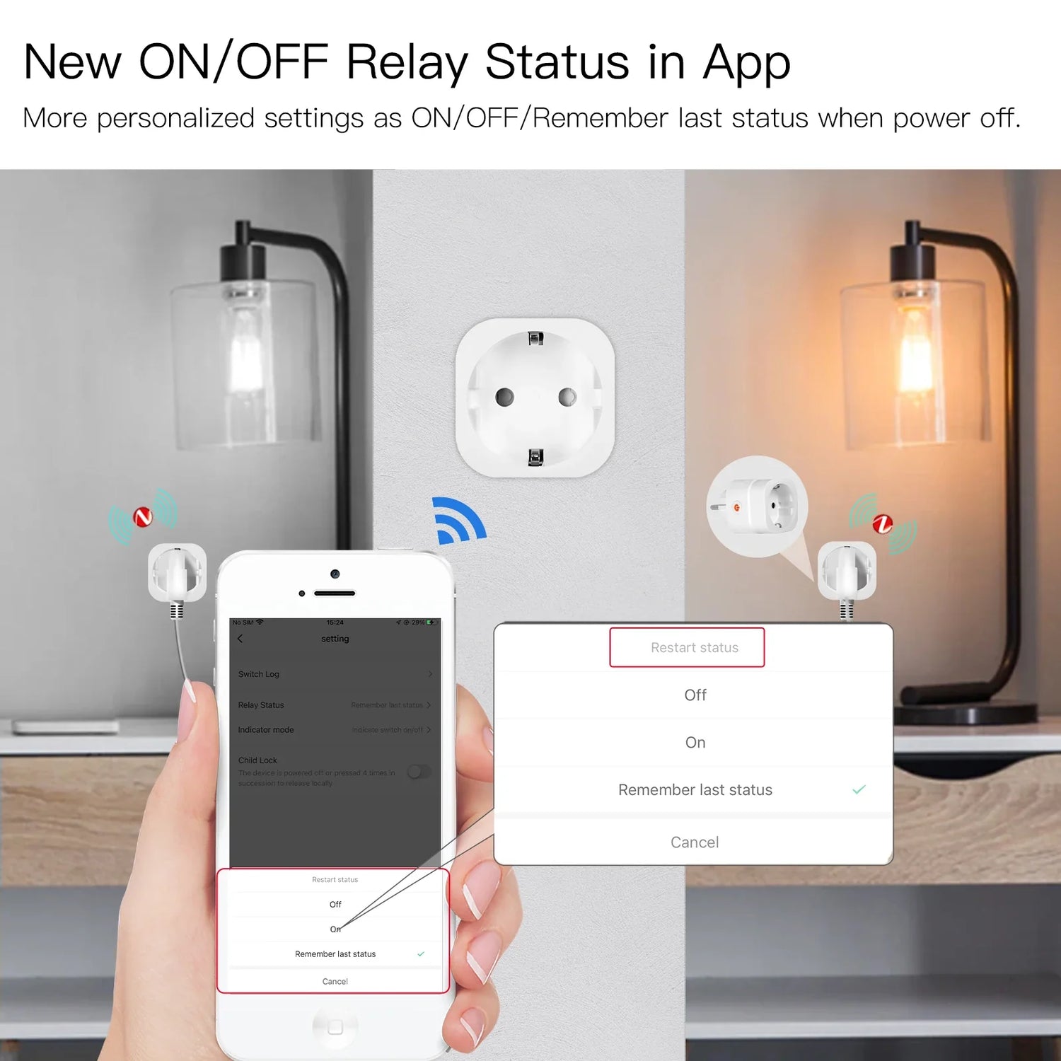 Smart plug with app control.