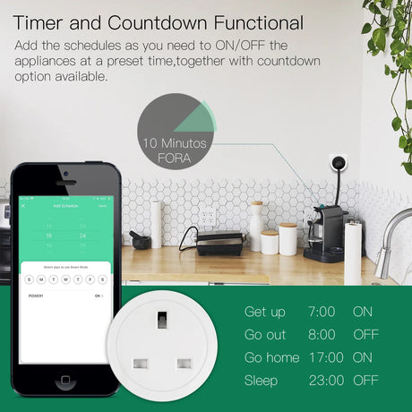Smart plug with scheduling app.