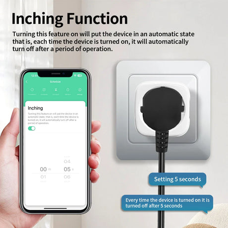 Smart plug with inching function.