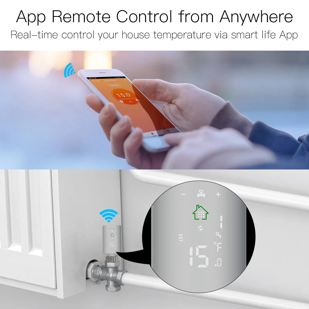Smart radiator thermostat with app control.