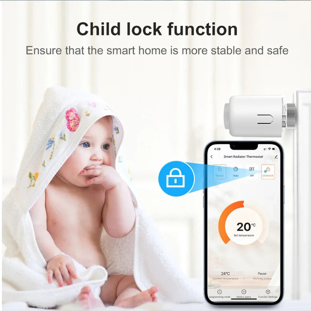 Smart radiator thermostat with child lock function.
