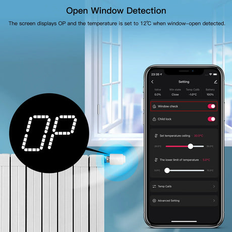 Smart radiator thermostat with open window detection.