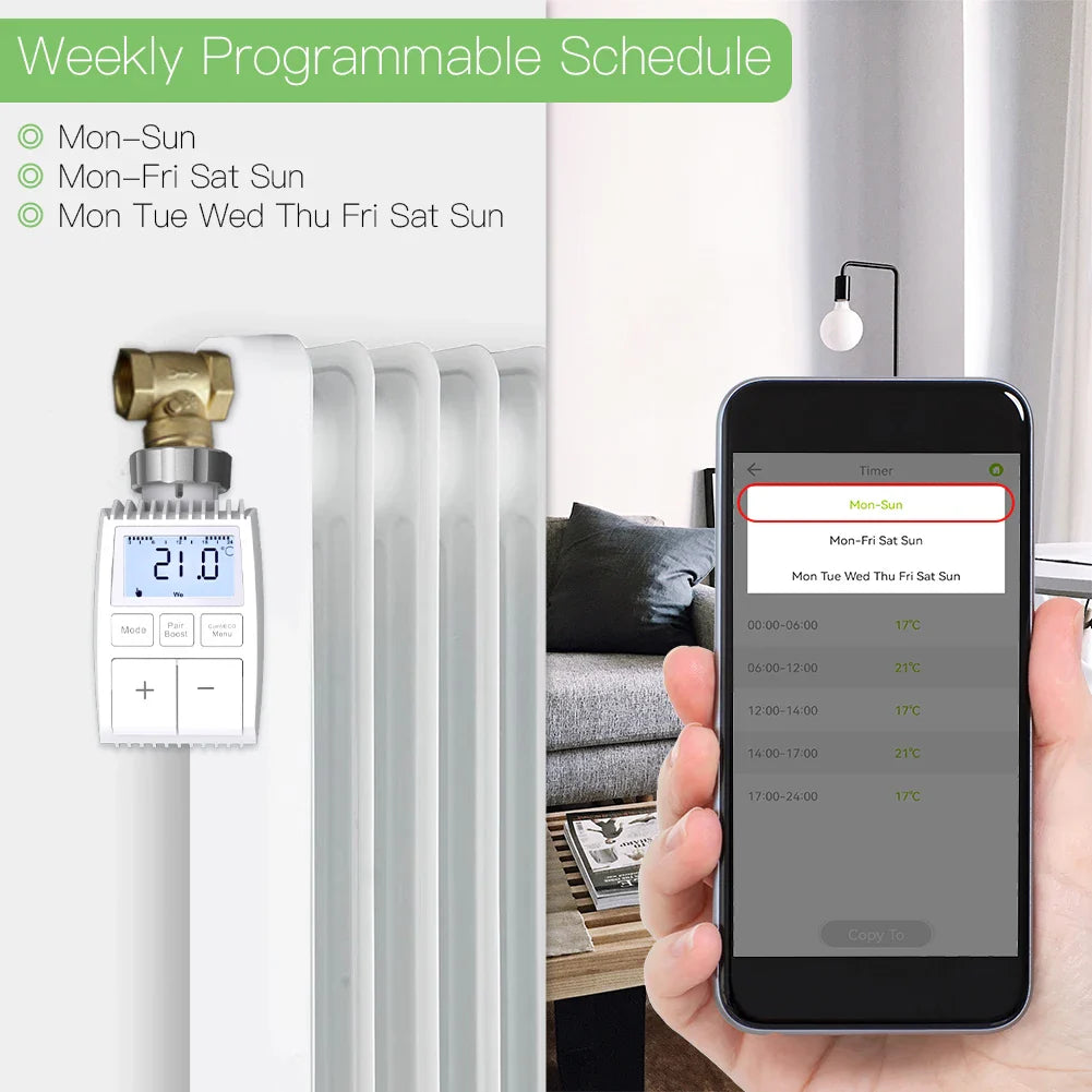 Smart radiator thermostat with smartphone app.