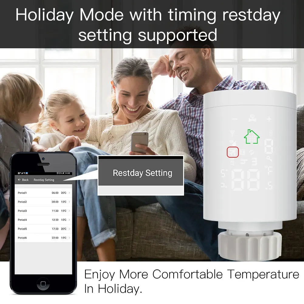 Smart radiator thermostat with smartphone app.