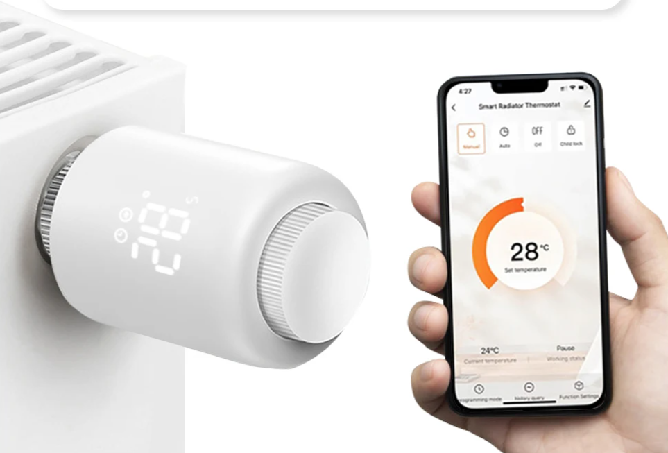 Smart radiator thermostat with smartphone app.