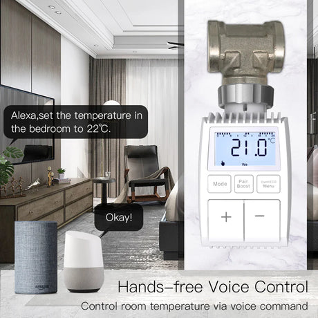 Smart radiator thermostat with voice control.