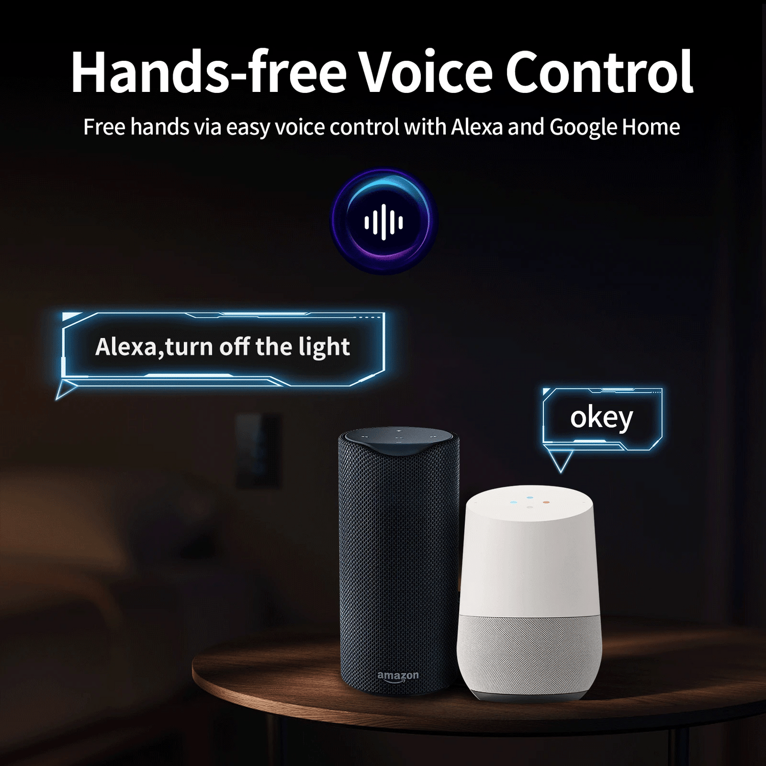 Smart speakers with voice control.