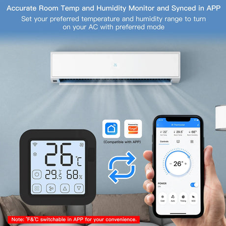 Smart temperature and humidity monitor.