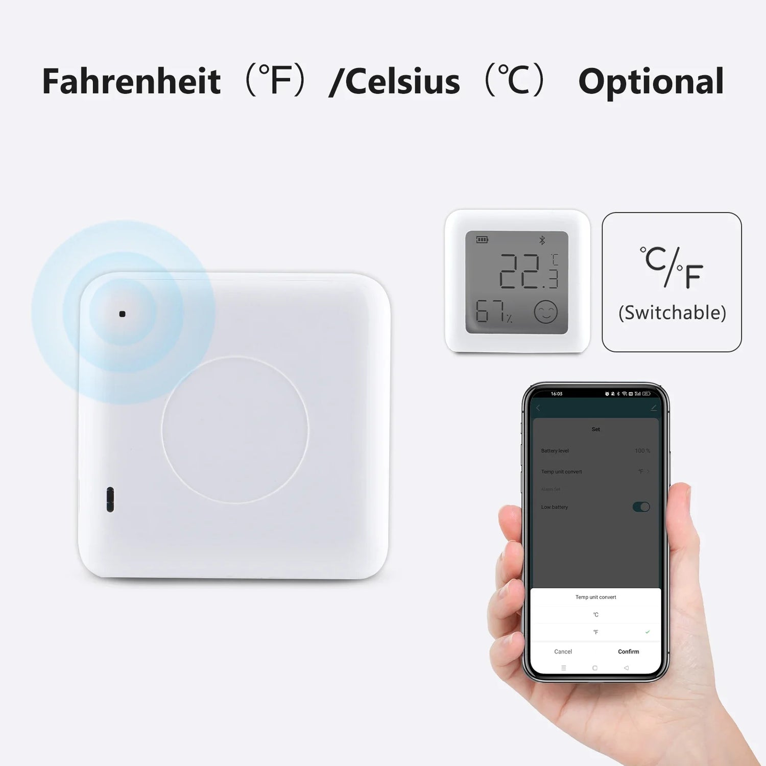 Smart temperature and humidity sensor.