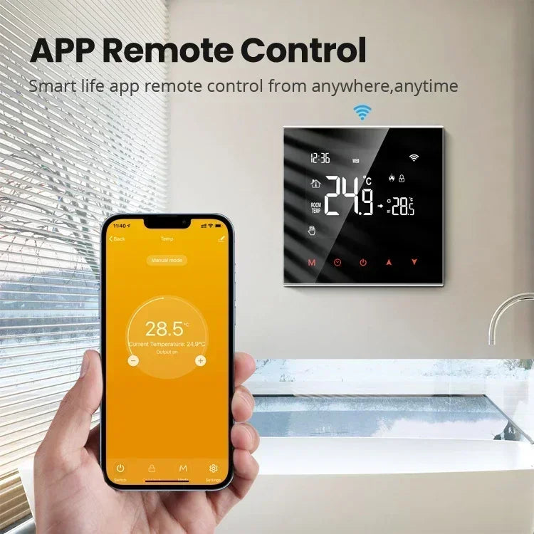 Smart thermostat with app control.