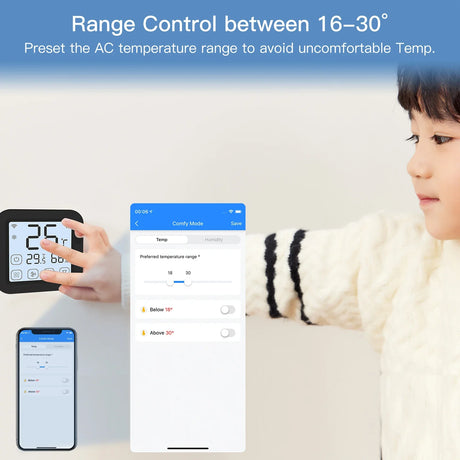 Smart thermostat with app interface.
