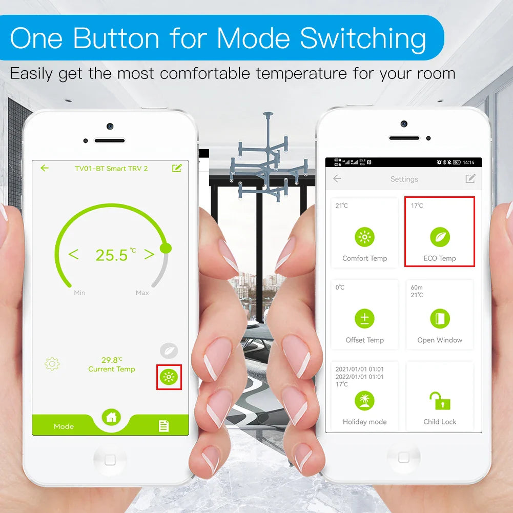 Smart thermostat app interface.