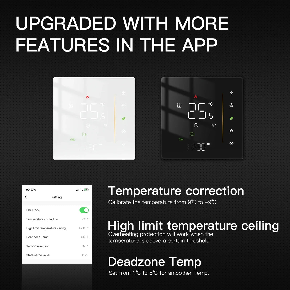 Smart thermostat features.